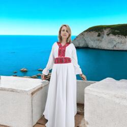 Ie traditionala Rochie alba stilizata traditional Afroditha