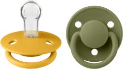 BIBS - Set 2 suzete De Lux Silicon, tetina rotunda, marime universala-Honey Bee/Olive