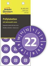 Avery Zweckform Avery eltávolíthatatlan öntapadó plakettek 2022 év-hónapokkal 20mm - lila (6945-2022)