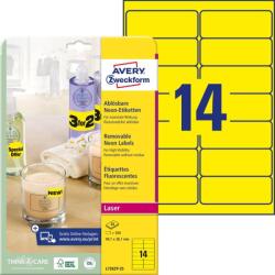 Avery Zweckform Avery visszaszedhető neonsárga címke 99, 1 x 38, 1 mm (L7263Y-25)