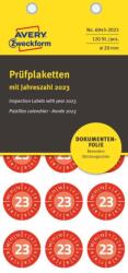 Avery Zweckform Avery eltávolíthatatlan öntapadó plakettek 2023 év-hónapokkal Ø20mm - piros (6945-2023)