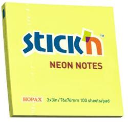 Stick'n Öntapadó jegyzettömb neon sárga 76x76mm 100 lap (21133)