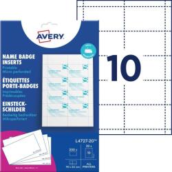 Avery Zweckform Avery betétlapok, 54 × 90 mm, 200 db - fehér (L4727-20)