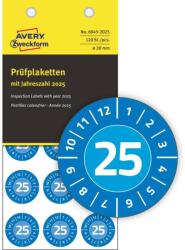Avery-Zweckform Avery eltávolíthatatlan öntapadó plakett 2025 év-hónapokkal Ø 20 mm - kék (6945-2025)