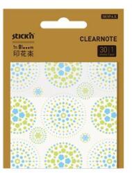 Stick'n Clearnote In Blooom jegyzettömb 73x73mm áttetsző zöld-kék minták 30 ív (28042)