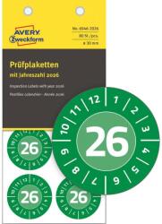Avery Zweckform Avery eltávolíthatatlan öntapadó plakettek 2026 év-hónapokkal Ø30mm - zöld (6946-2026)