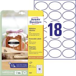 Avery Zweckform Avery univerzális visszaszedhető ovális címke - fehér 63, 5 x 42, 3 mm (5087)