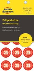 Avery Zweckform Avery eltávolíthatatlan öntapadó plakettek 2023 év-hónapokkal Ø 20 mm - piros (6943-2023)