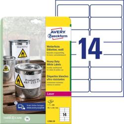 Avery Zweckform Avery időjárásálló fehér poliészter címke 99, 1 x 38, 1 mm (L7063-20)