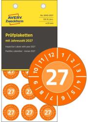 Avery Zweckform Avery időjárásálló öntapadó plakett Viny 2027 év-hónapokkal Ø 20 mm - narancssárga (6943-2027)