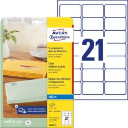 Avery Zweckform Avery átlátszó címzés címke 63, 5 x 38, 1 mm (J8560-25)