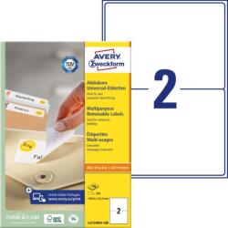 Avery-Zweckform Avery univerzális visszaszedhető címke - fehér 199, 6 x 143, 5 mm 100 ív (L4734Rev-100)