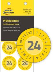 Avery Zweckform Avery eltávolíthatatlan öntapadó plakett 2024 év-hónapokkal Ø 30 mm - citromsárga (6946-2024)