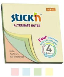 Stick'n 4 színű öntapadó jegyzettömb 76x76mm pasztel mix 100 lap (21821)