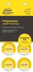 Avery Zweckform Avery eltávolíthatatlan öntapadó plakett "Geprüft" 2018-2023 év Ø 30 mm - sárga (6950)