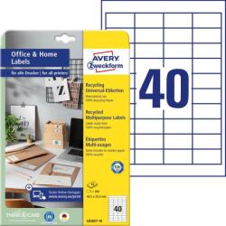 Avery Zweckform Avery univerzális újrahasznosított címkék fehér 48, 5x25, 4 mm 10 lapos (LR3657-10)