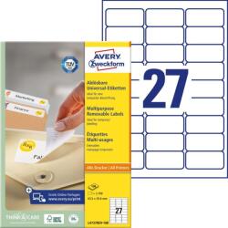 Avery-Zweckform Avery univerzális visszaszedhető címke - fehér 63, 5 x 29, 6 mm 100 ív (L4737REV-100)