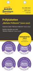 Avery Zweckform Avery eltávolíthatatlan öntapadó plakett "Nächster Prüftermin" 2022-2027 Ø 30 mm - lila (6990-2022)