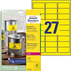 Avery Zweckform Avery időjárásálló sárga poliészter címke 63, 5 x 29, 6 mm (L6105-20)