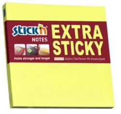 Stick'n Extra Sticky Öntapadó jegyzettömb, 76x76mm, neon sárga, 90 lap (21670)