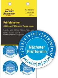 Avery Zweckform Avery időjárásálló öntapadó plakett Vinyl ""Nächster Prüftermin"" 2025-2030 ? 30 mm - kék (6988-2025)