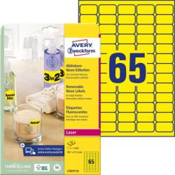 Avery Zweckform Avery visszaszedhető neonsárga címke 38, 1 x 21, 2 mm (L7651Y-25)