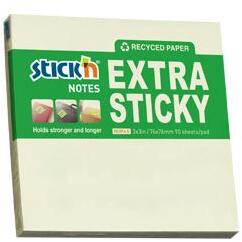 Stick'n Extra sticky RECYCLED újrahasznosított jegyzettömb 76x76mm pasztell sárga 90 ív (21600)