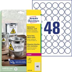 Avery Zweckform Avery időjárásálló fehér poliészter címke Ø 30 mm (L4716-20)