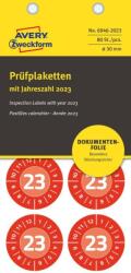 Avery Zweckform Avery eltávolíthatatlan öntapadó plakettek 2023 év-hónapokkal Ø30mm - piros (6946-2023)