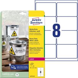 Avery Zweckform Avery időjárásálló fehér poliészter címke 99, 1 x 67, 7 mm (L4715-20)