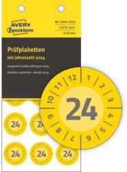 Avery Zweckform Avery időjárásálló öntapadó plakettek Vinyl 2024 év-hónapokkal Ø 20 mm - sárga (6943-2024)