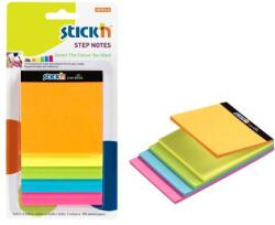 Stick'n Magic Cube - Step Notes 5 színű neon mix több méret - 150 lap - szabadalmaztatott (21423)