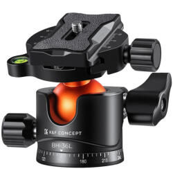 K&F Concept BH-36L állvány gömbfej, 16kg teherbírás, vízmérték, arca swiss, 3/8"-1/4" (KF-31-044V1)