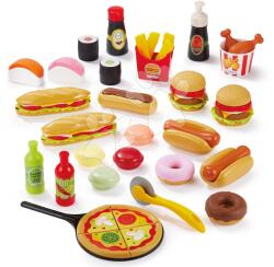 Ecoiffier Alimente pentru bucătărie Fast Food Écoiffier pizza hamburger cartofi prăjiți și hotdog 38 accesorii de la 18 luni (ECO2425) Bucatarie copii