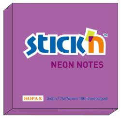 Hopax Notes autoadeziv 76 x 76 mm, 100 file, Stick'n - mov neon (HO-21210)