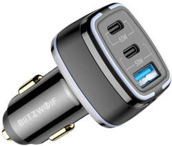 BlitzWolf BW-BC4 3 portos USB PD autós töltő, 115W (BW-BC4) - mione