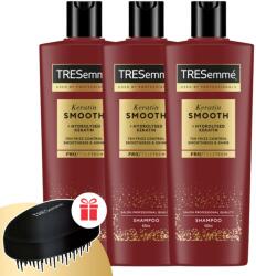TRESemmé Keratin Smooth Sampon gubancolódásra hajlamos hajra 3x400ml + Ajándék TRESemmé fésű