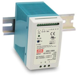 MEAN WELL DRC-100B Szünetmentes tápegység; 27, 6V; 3, 5A (2, 25 +1, 25); 100W; DIN sínre szerelhető (DRC-100B)