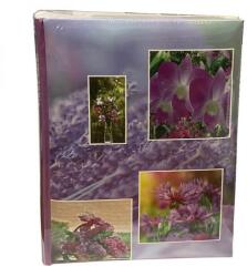 P&O Könyvkötött memós bedugós fényképalbum 300 db 10x15 cm - virágos (BBM46300-WH-6-7-10LILA-VIRAGOS)