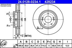 ATE Disc frana fata Hyundai I30, KIA Cee' d ATE 24.0128-0234.1 (24.0128-0234.1)