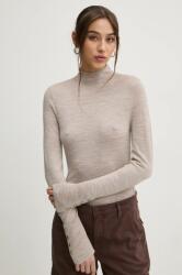 Abercrombie & Fitch gyapjú pulóver könnyű, női, bézs, félgarbó nyakú, KI150-4348 - bézs L