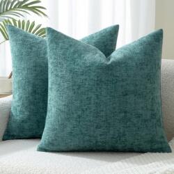 MIULEE Set 2 fete de perne decorative, textil, pentru canapea, 40 x 40 cm, Albastru Gri Lenjerie de pat