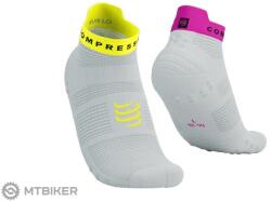 Compressport Pro Racing V4.0 Run Low zokni, fehér/safe sárga/neonrózsaszín (T3 (EU 42 - 44))