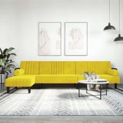 vidaXL sárga L-alakú bársony kanapéágy 260x140x70 cm (3157246) - pepita