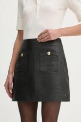 Tommy Hilfiger bőr szoknya fekete, mini, egyenes, WW0WW43782 - fekete 36