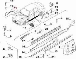 FIAT eredeti Levélfogó rács jobb záróelem ALFA ROMEO GIULIA (50546543)