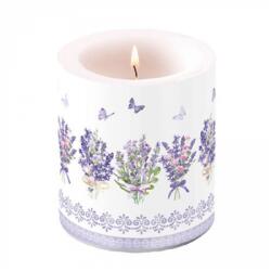 Ambiente Levendula virágos átvilágítós gyertya 10x10cm Lovely lavender
