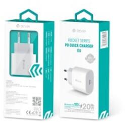 DEVIA Rocket PD Quick Charger Type-C hálózati töltő adapter 20W (fehér)