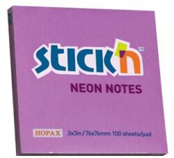 Hopax Notes autoadeziv 76 x 76 mm, 100 file, Stick"n - mov neon (HO-21210)