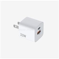 HIKSEMI telefon töltő - 1db USB-C, 1db USB-A + USB-C kábel, 33W, US plug (HS-HUB-GAN33(STD)/1C1A/33W/WHITE) (HS-HUB-GAN33(STD)/1C1A/33W/WHITE)